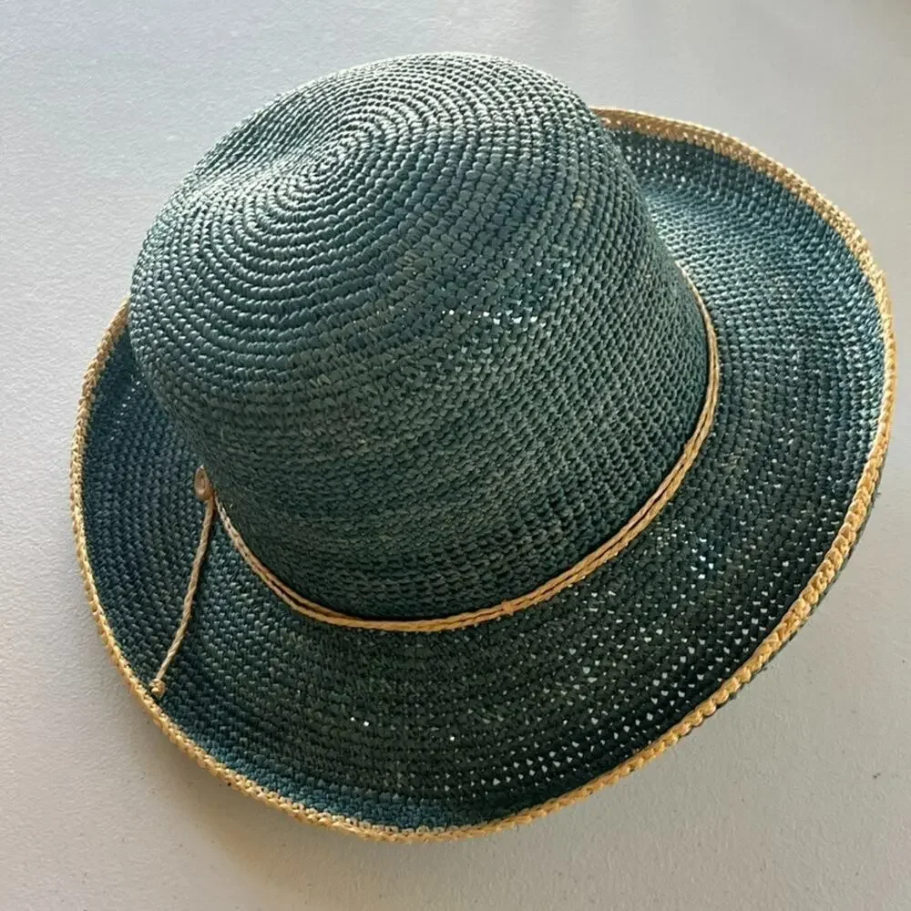 Sunwear Straw Sun Hat Fishing Outdoor Natural Fibers One Size Aqua Blue